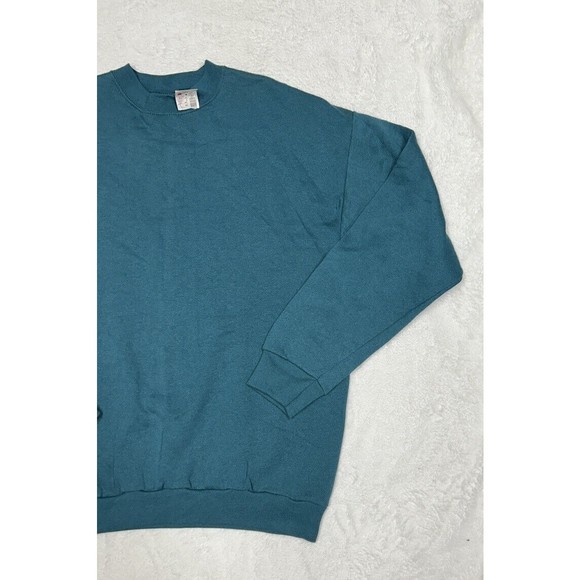 Vintage 90s Green Blank Sweatshirt Crewneck Faded Heavyweight Men’s Size Large - Picture 3 of 11